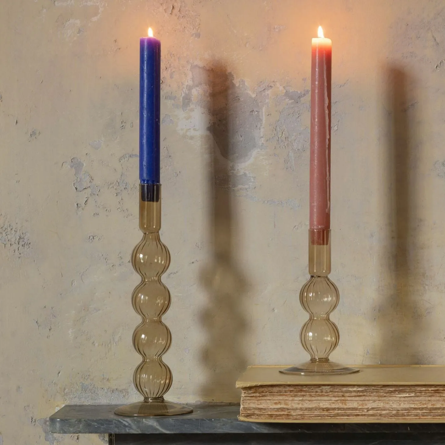 Sand Brown Bubble Candle Holders