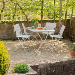 Seigle White Balcony Table and Four Chairs Set