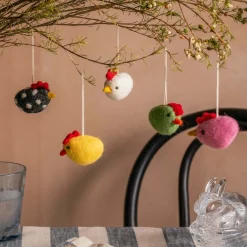 Set of Five Chick Hanging Decorations