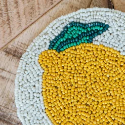 Set of Four Beaded Lemon Coasters