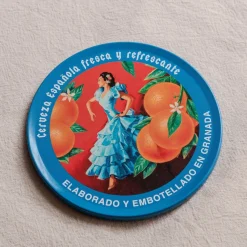 Set of Four Cerveza Metal Coasters