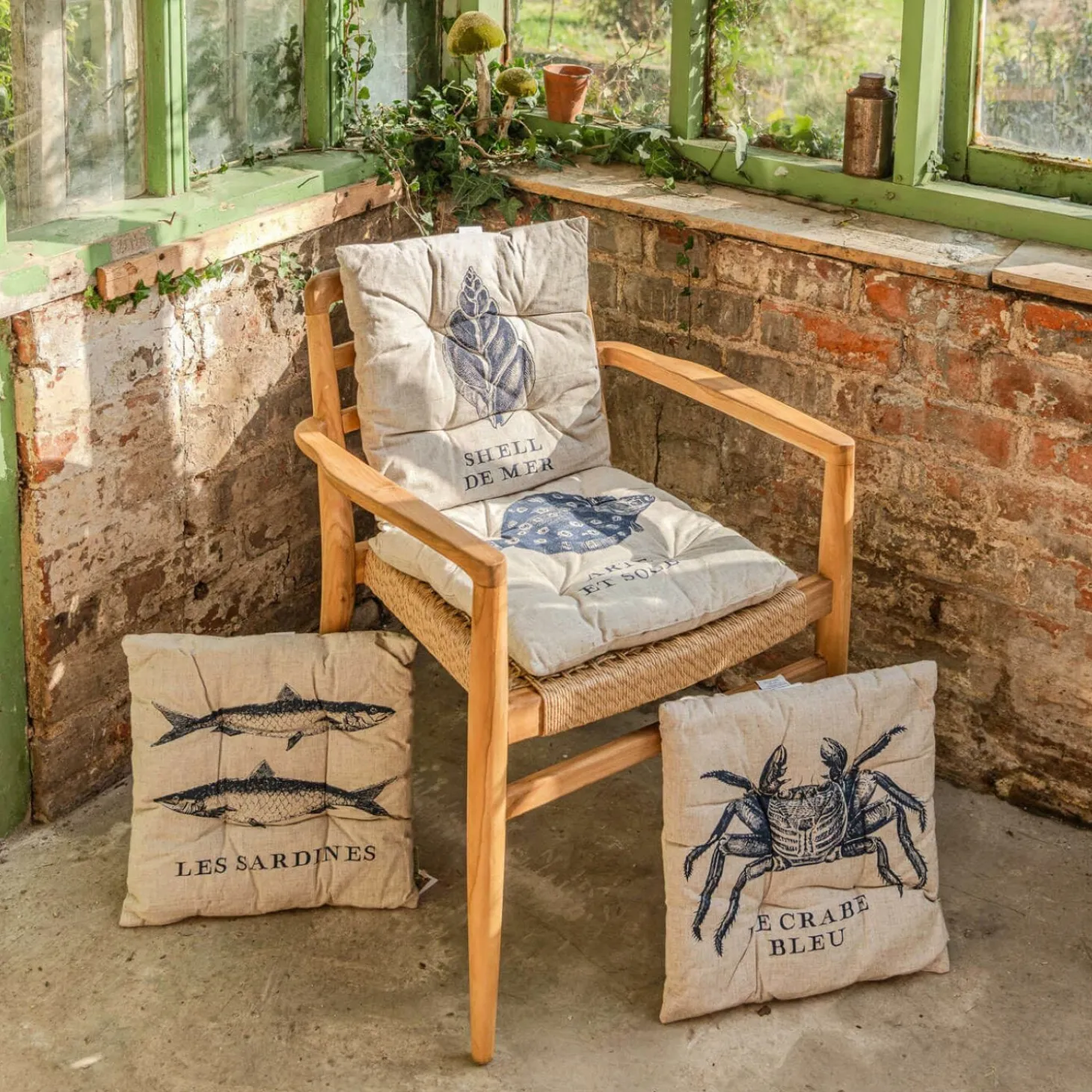 Set of Four La Mer Print Seat Pads