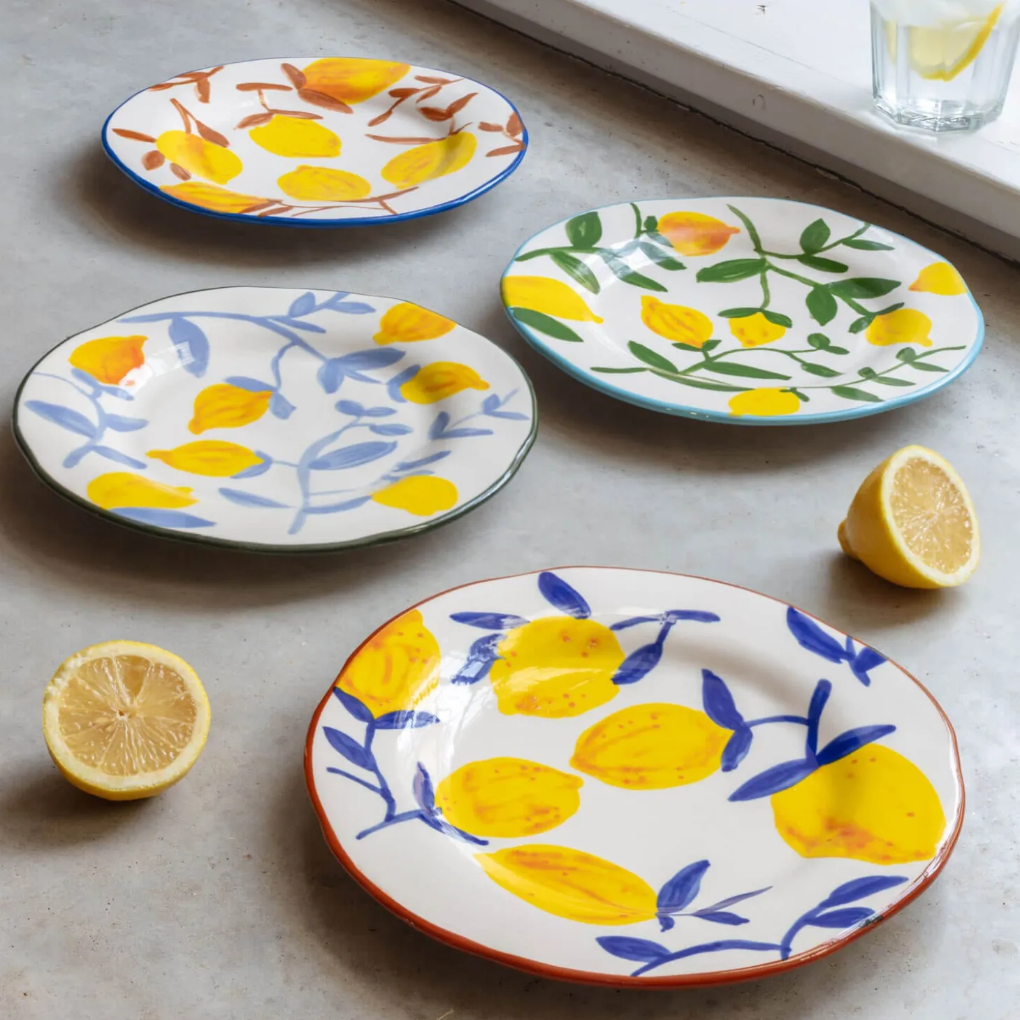 Set of Four Multi Lemons Plates
