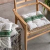 Set of Four Olive Stripe Seat Pads
