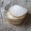 Set of Four Quartz and Gold Coasters
