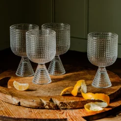 Set of Four Rooftop Clear Wine Glasses