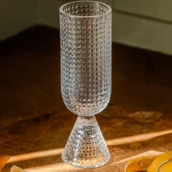 Set of Four Rooftop Clear Glass Champagne Flutes