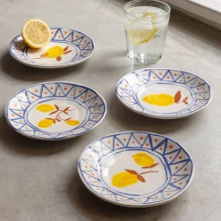Set of Four Yellow Lemon Plates