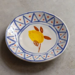 Set of Four Yellow Lemon Plates