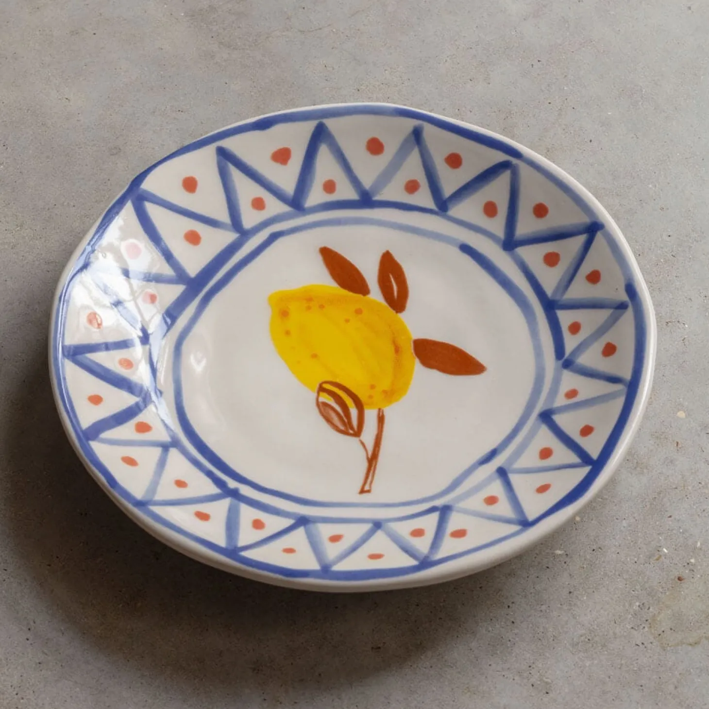 Set of Four Yellow Lemon Plates