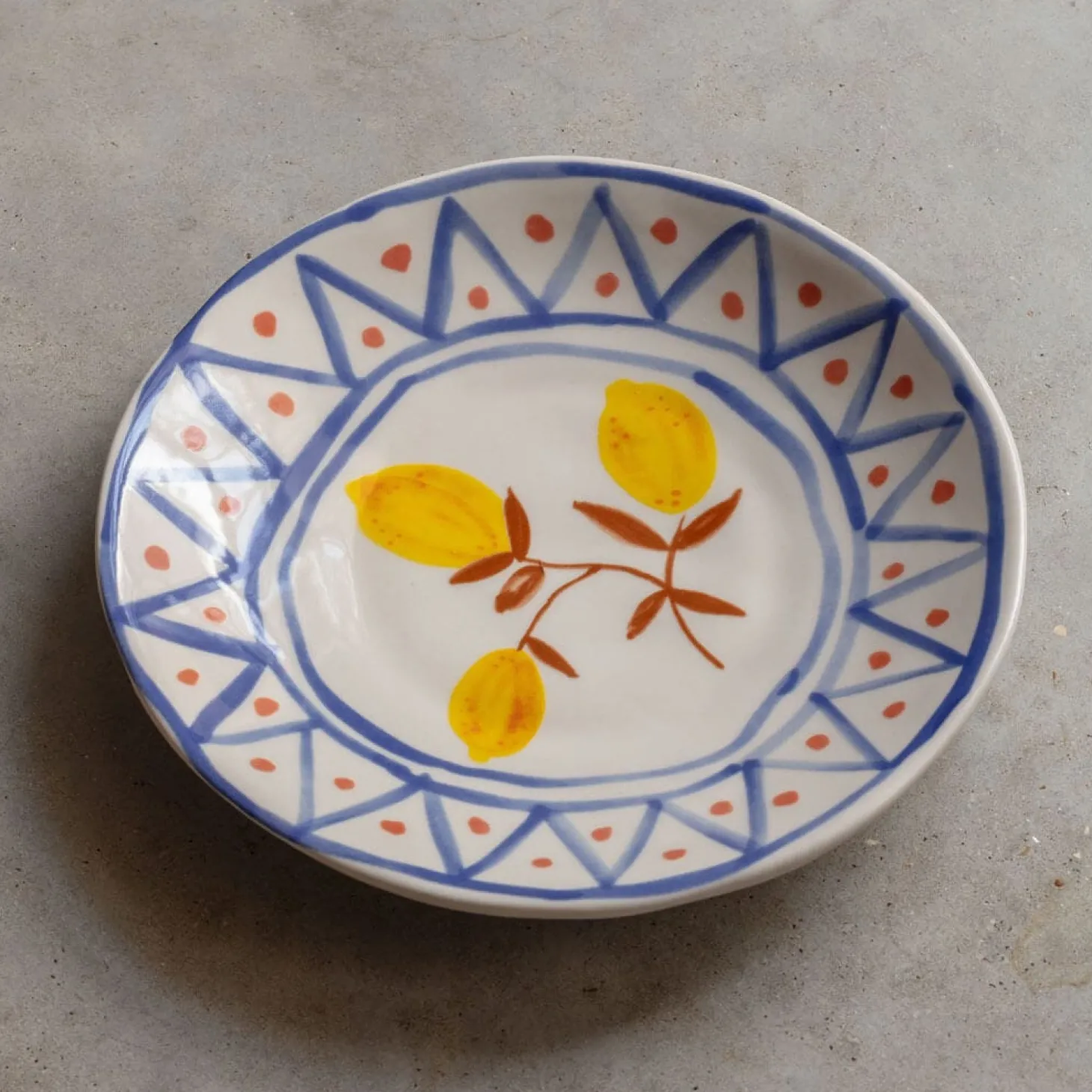 Set of Four Yellow Lemon Plates