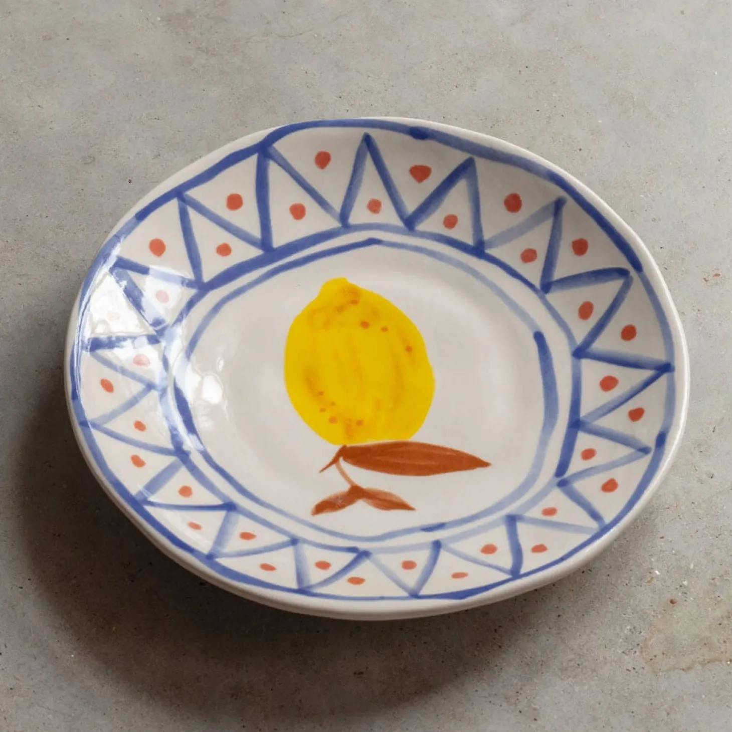 Set of Four Yellow Lemon Plates