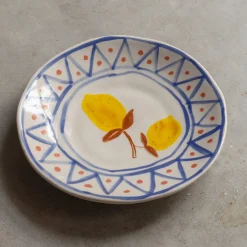 Set of Four Yellow Lemon Plates