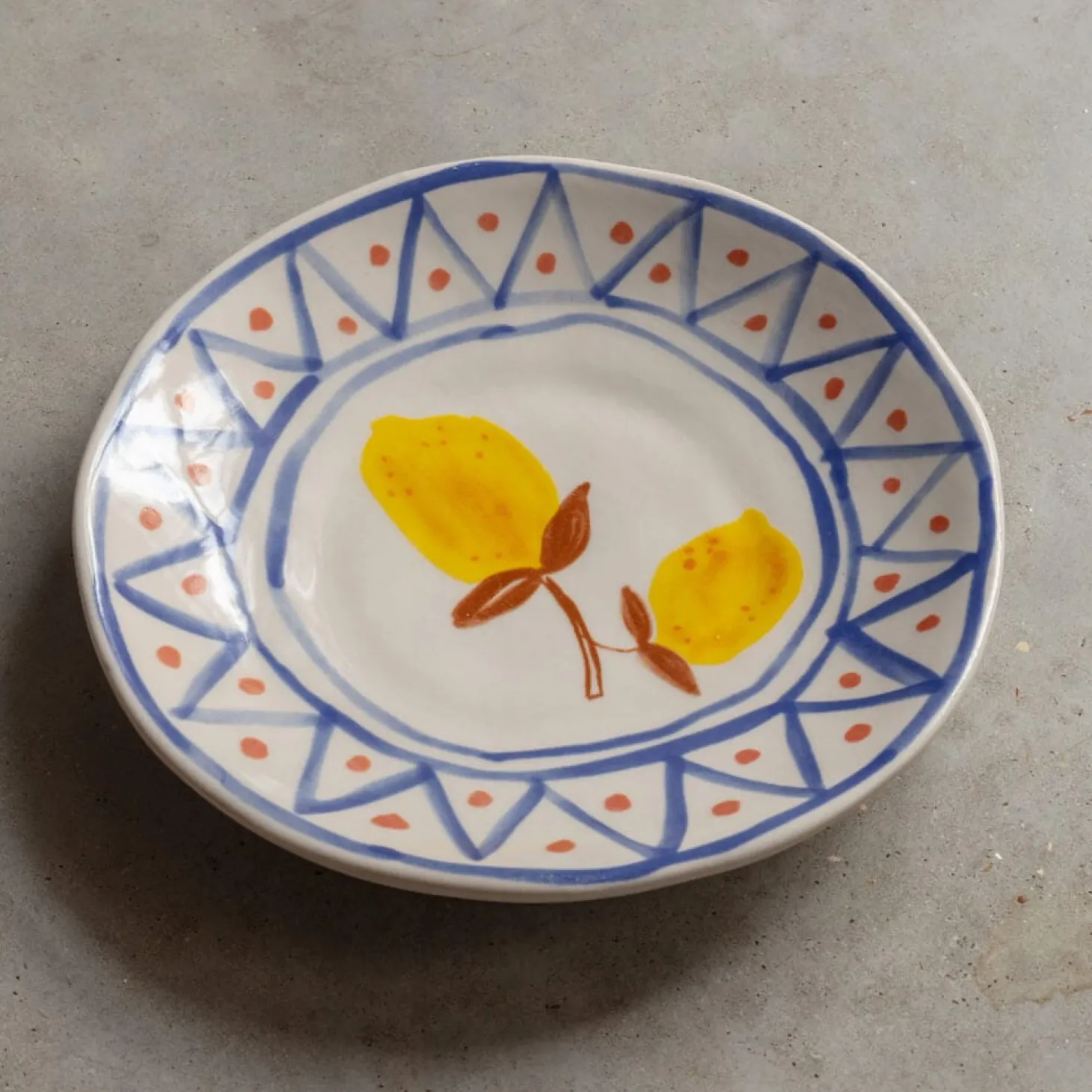 Set of Four Yellow Lemon Plates