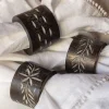 Set of Six Carved Wooden Napkin Rings
