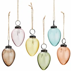 Set of Six Multi-Colour Glass Hanging Decorations
