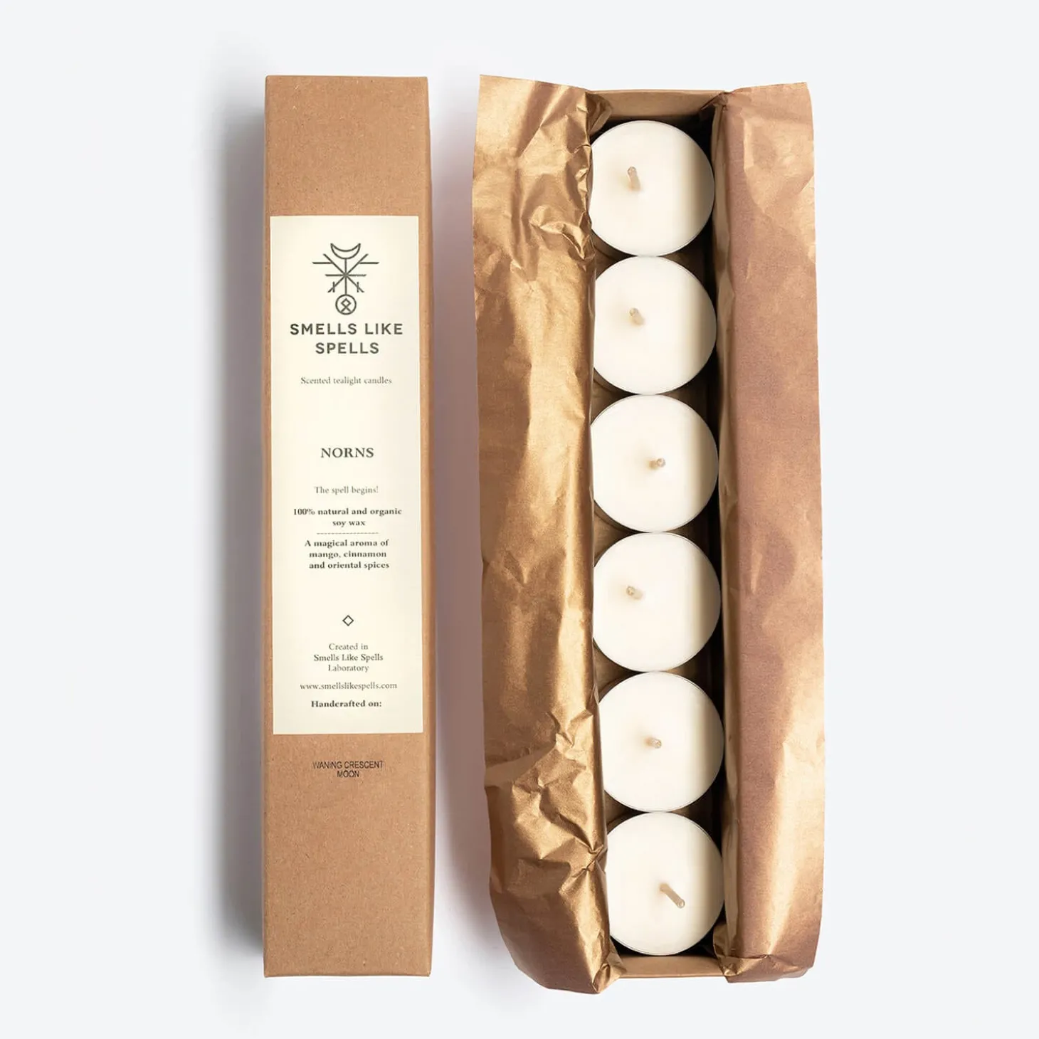 Set of Six Norns Mango, Cinnamon and Oriental Spices Scented Tea Lights