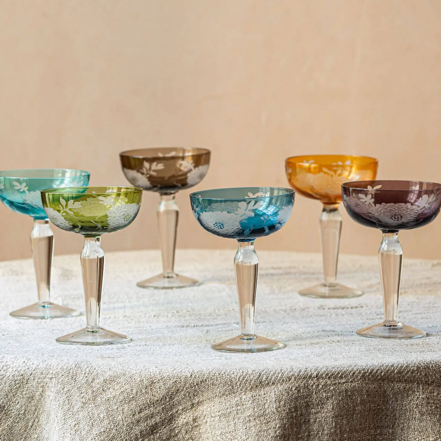 Set of Six Peony Coupe Glasses