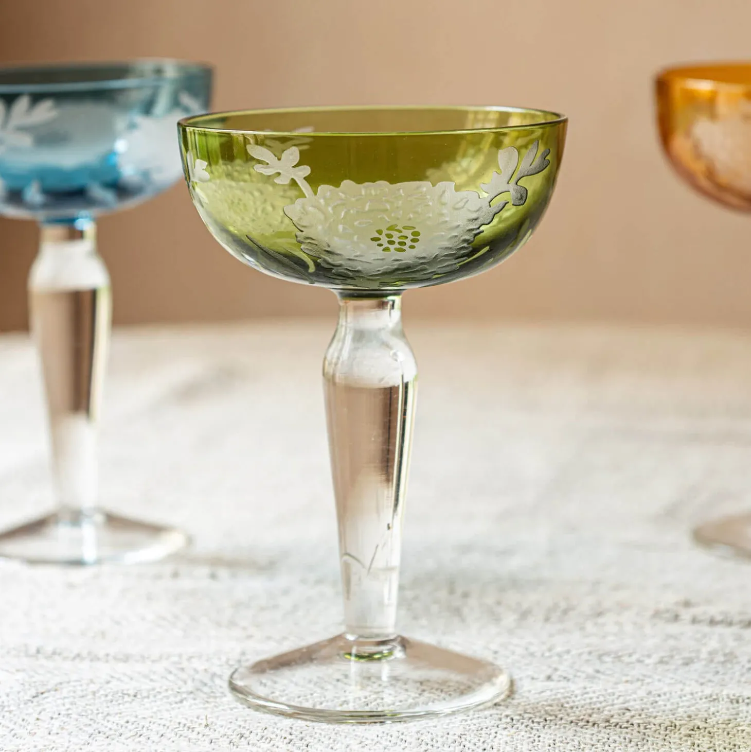 Set of Six Peony Coupe Glasses