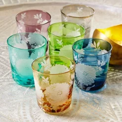 Set of Six Peony Glasses