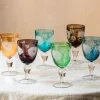Set of Six Peony Wine Glasses