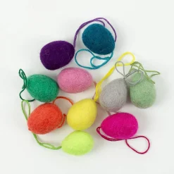 Set of Ten Colourful Egg Hanging Decorations