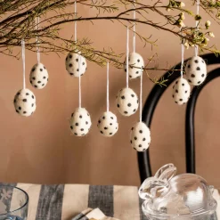 Set of Ten Spotty Egg Hanging Decorations