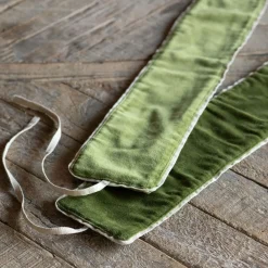 Set of Two Avocado Velvet Curtain Tie Backs
