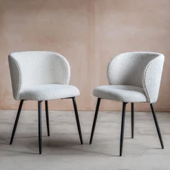 Set of Two Benji Boucle Dining Chairs