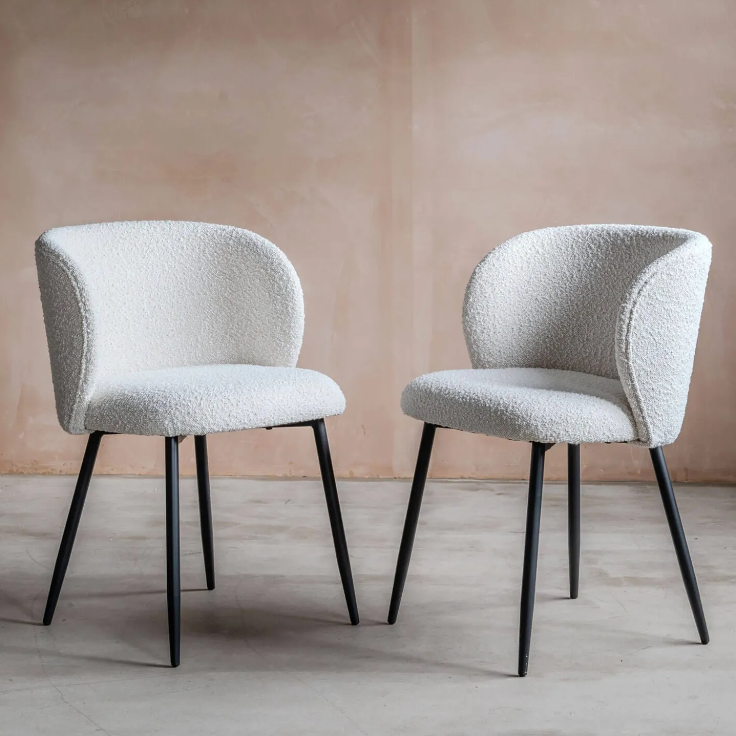 Set of Two Benji Boucle Dining Chairs