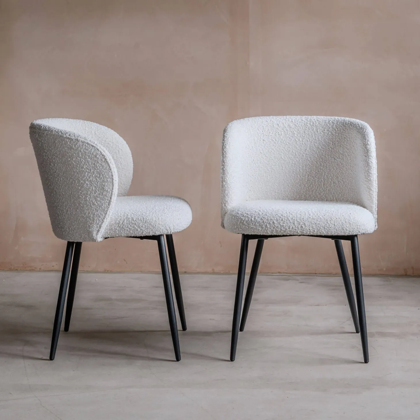 Set of Two Benji Boucle Dining Chairs