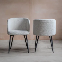 Set of Two Benji Boucle Dining Chairs