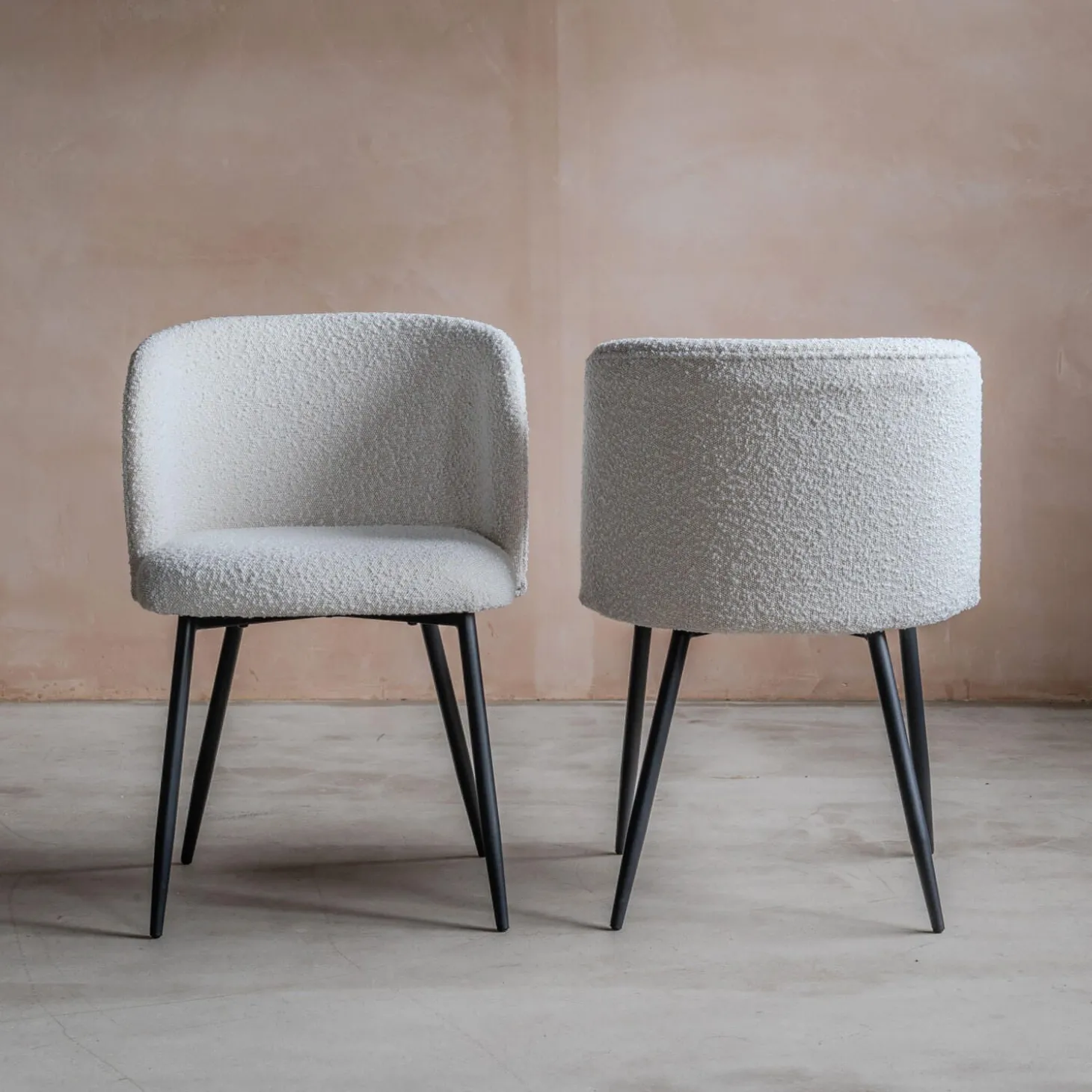 Set of Two Benji Boucle Dining Chairs