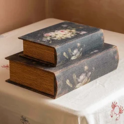 Set of Two Black Floral Storage Boxes