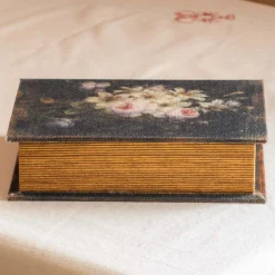 Set of Two Black Floral Storage Boxes