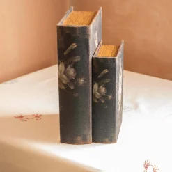 Set of Two Black Floral Storage Boxes