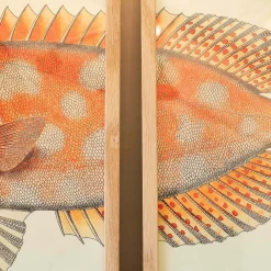 Set of Two Blotched Bigeye Print with Oak Frames