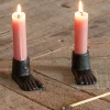 Set of Two Cast Iron Feet Candle Holders
