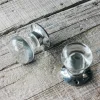 Set of Two Clear Glass and Chrome Flat Globe Door Knobs