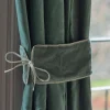 Set of Two Dark Sage Velvet Curtain Tie Backs