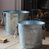 Set of Two Galvanised Firewood Buckets