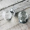 Set of Two Glass and Chrome Spiral Melon Door Knobs