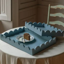 Set of Two Grey Scallop Trays