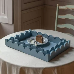 Set of Two Grey Scallop Trays