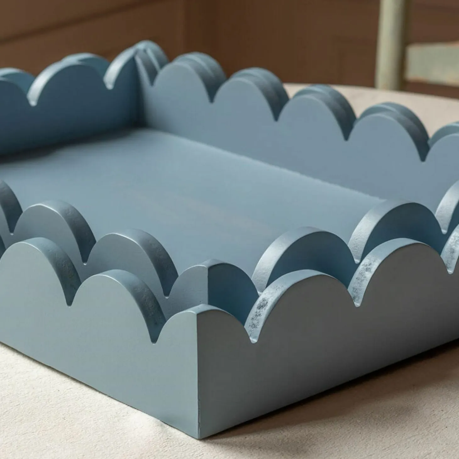 Set of Two Grey Scallop Trays