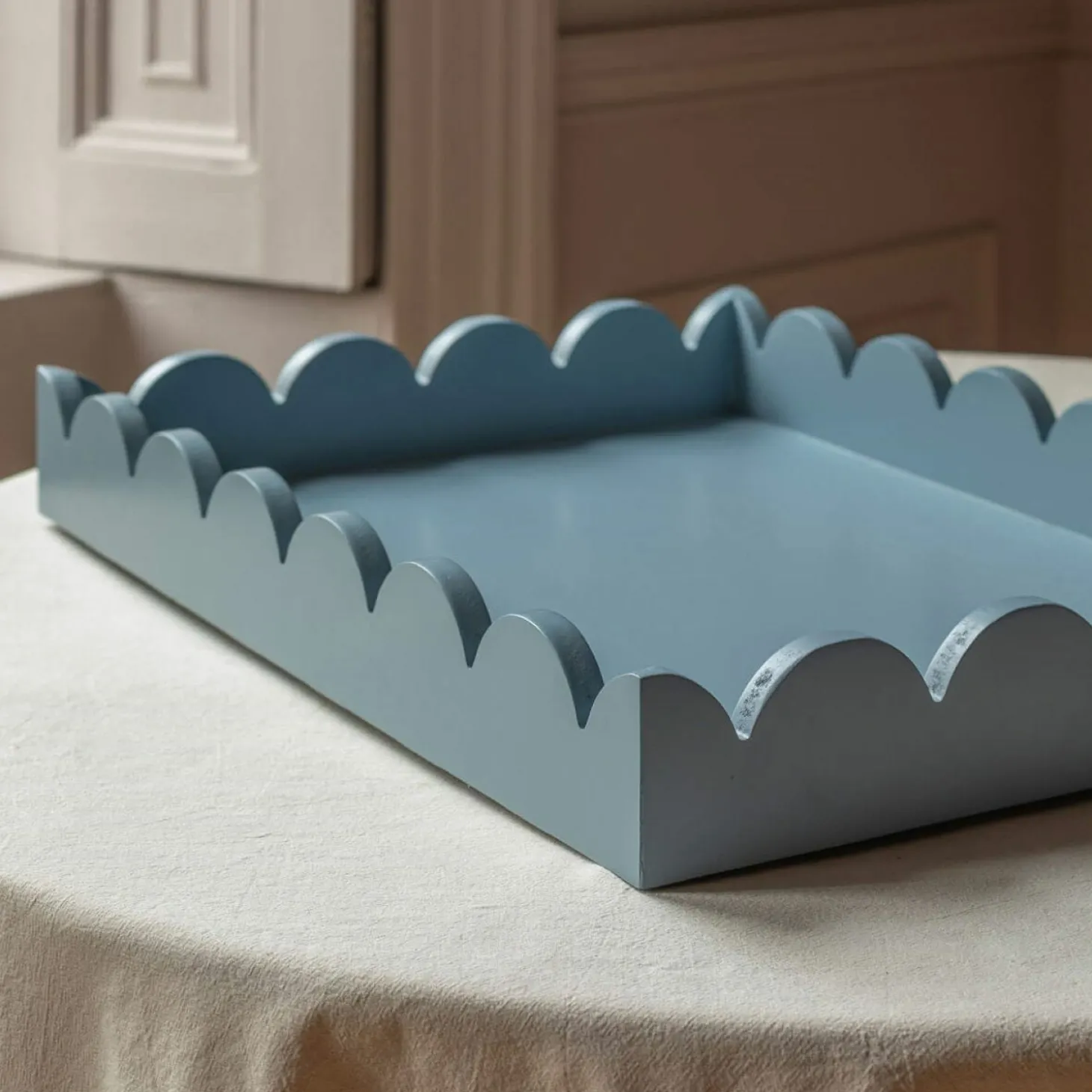 Set of Two Grey Scallop Trays