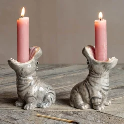 Set of Two Hippo Candle Holders
