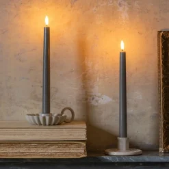 Set of Two LED Taper Candles Sandstone