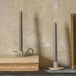 Set of Two LED Taper Candles Sandstone