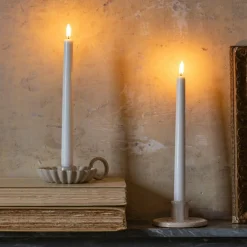 Set of Two LED Taper Candles White